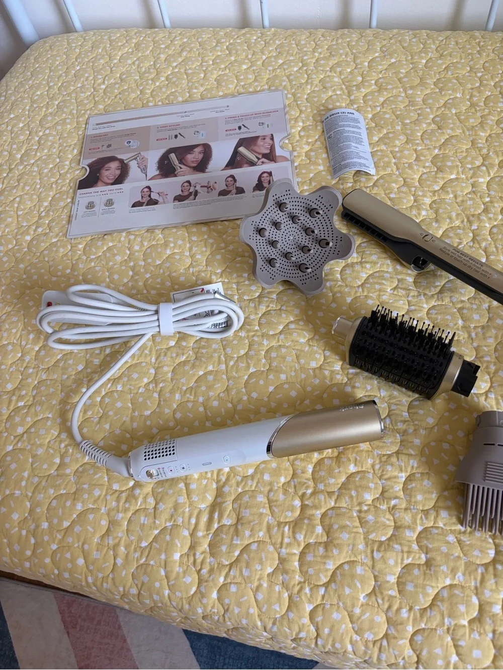 Ceramic Hair Straightener & Styling Brush Set - Beige